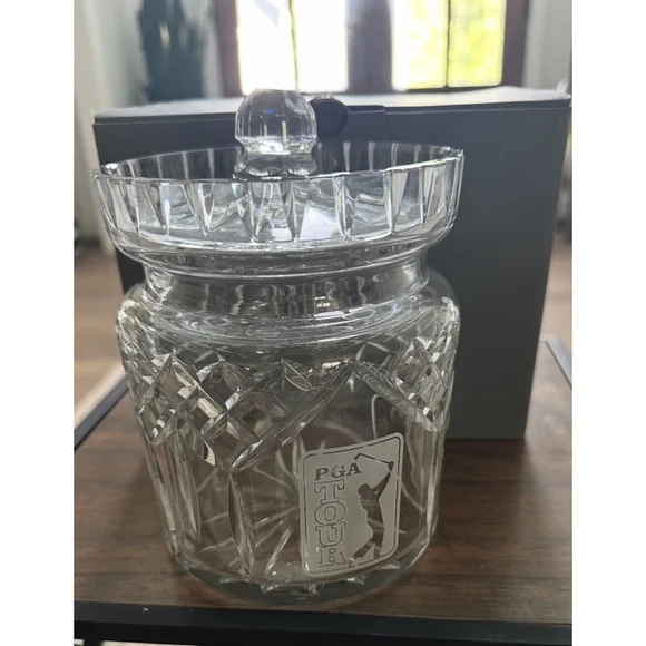 Waterford PGA Tour Crystal Lismore Round Biscuit Barrel Lid & Original Box RARE - Picture 8 of 8